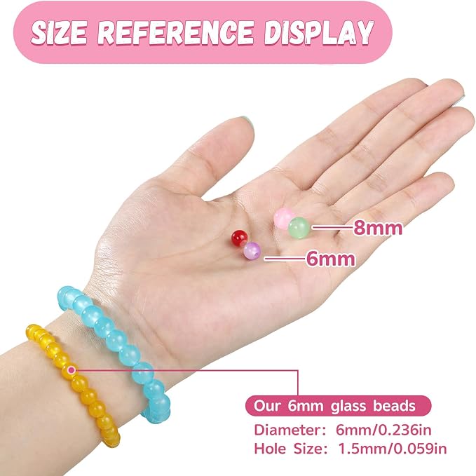 1368pcs 6mm Glass Beads for Bracelets, 34 Colors Crystal Beads for Jewelry - Image 4