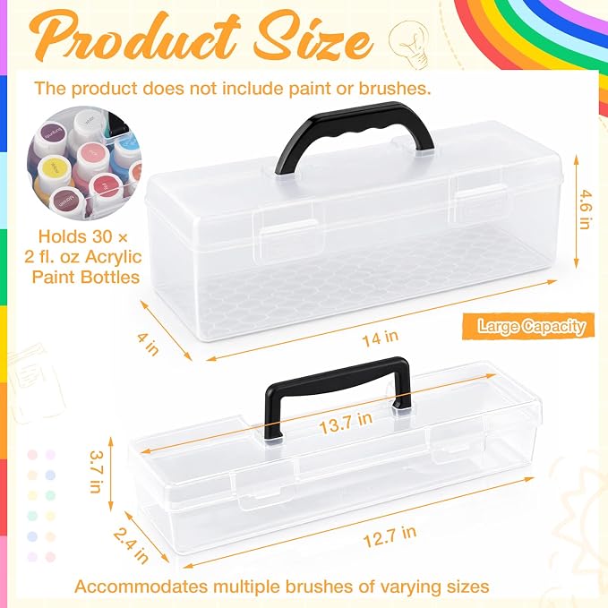 Geelin Clear Paint Storage Box and Paint Brush Storage Box Set, 30 Bottles - Image 2