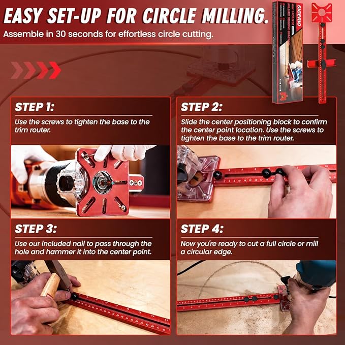 Router Circle Cutting Jig for DeWalt/Bosch/Milwaukee Compact Routers – 4 in 1 - Image 5
