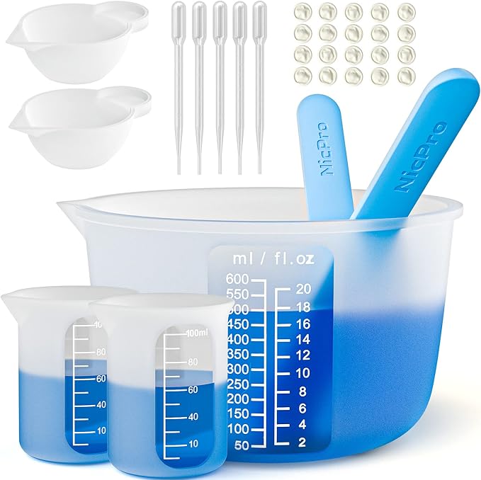 Large Silicone Resin Measuring Cups Tool Kit by Nicpro