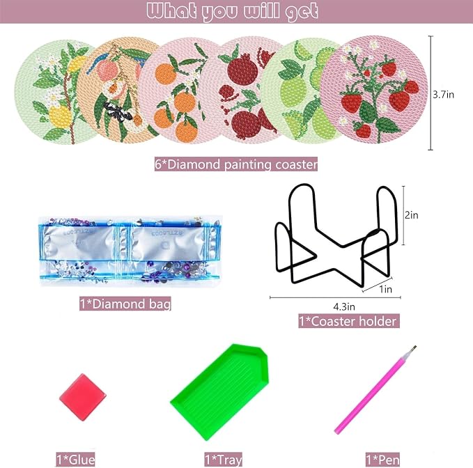 Bulerrylulu 6 Pcs Diamond Painting Coasters Kits - Image 2