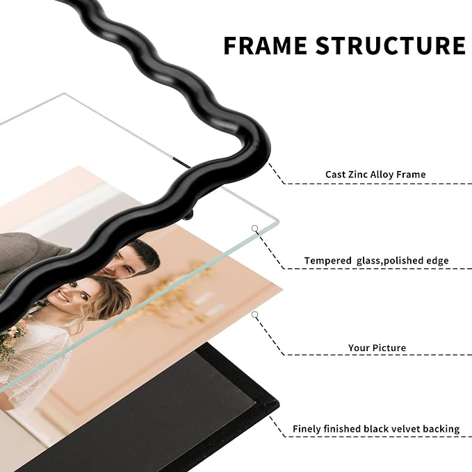Black 8x10'' Heavy-Duty Zinc Alloy Picture Frames - Image 5