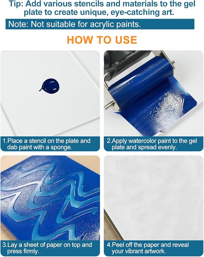 UCEC 4 Pack Gel Printing Plates Kit – Includes 8x10 & 5x7 Inch Plates and 2.4 & - Image 2