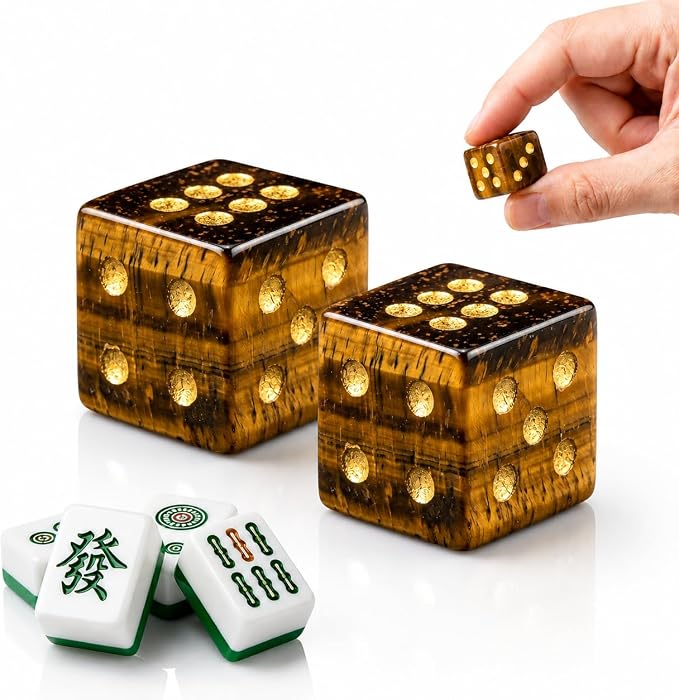 2PCS Crystal D6 Dice, 16mm Natural Gemstone Mahjong Dice Set Stone Dice - Image 2
