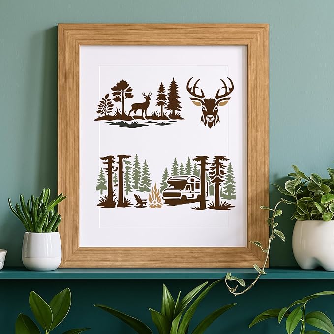 INFUNLY 15Pcs Forest Mountain Painting Stencil - Image 5