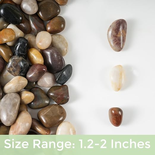 SIDONG 20 LB Mixed River Rocks, 0.4-1.2 Inches Highly Polished Pebbles - Image 9