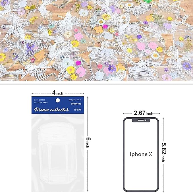 40Pcs Large Size DIY Bookmarks, Kaluofan Transparent Dried Flower Bookmarks - Image 6