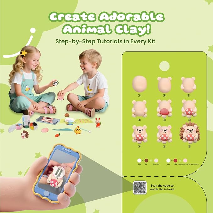 Nicella Air Dry Clay Kit, 12 Animals Modeling Clay - Image 3