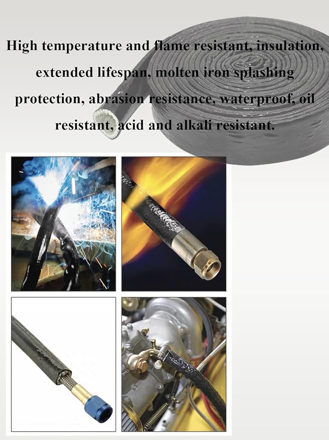 YAMAKATO 1-1/2" ID Heat Shielded Fire Thermo Armor Fire Sleeve Silicone Coated - Image 6