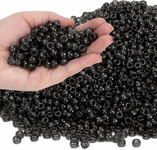 IOOLEEM 4000pcs Black Glitter Pony Beads, Beads by IOOLEEM