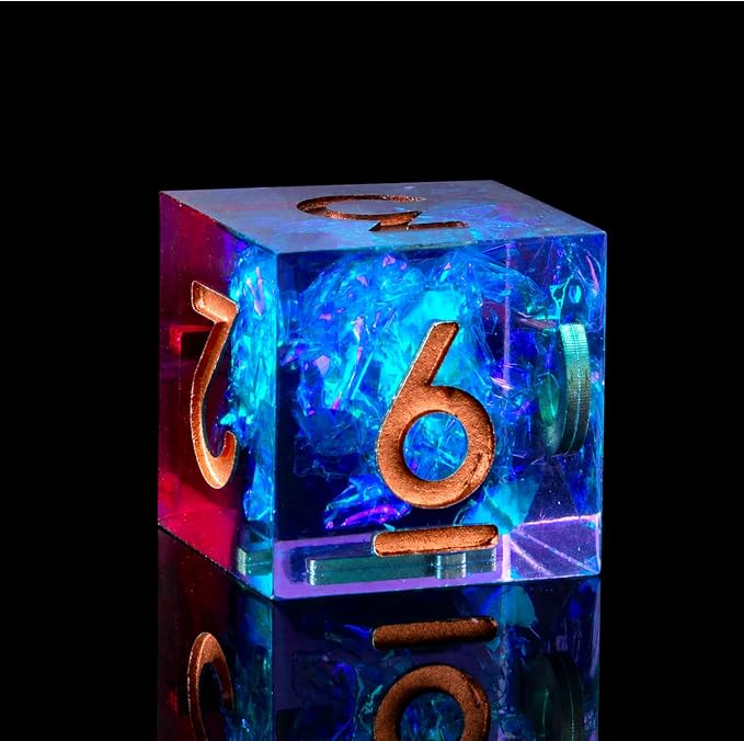 1Pcs D6 DND Dice with Resin Sharp Edge D&D Dice, Random Color and Style 6 Sided by YEMEKO