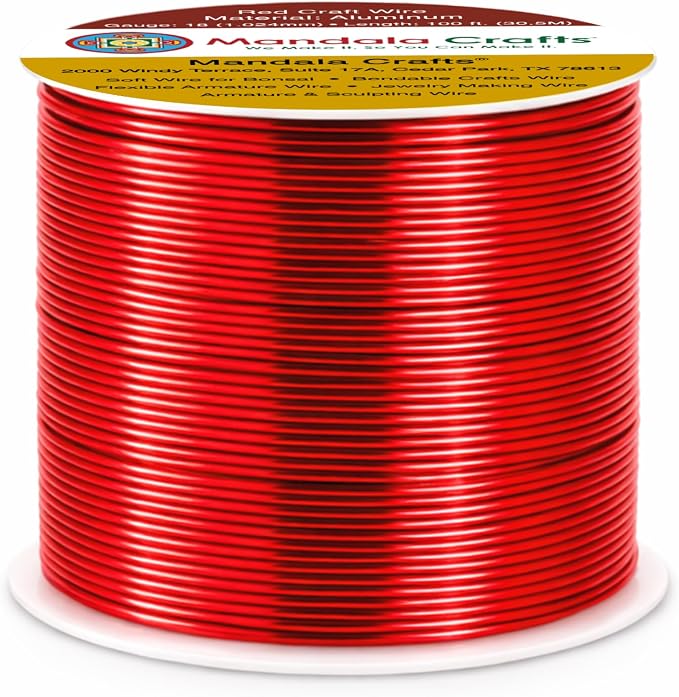 Mandala Crafts 18 Gauge Red Anodized Aluminum Craft Wire, 100 FT | Colored - Image 2