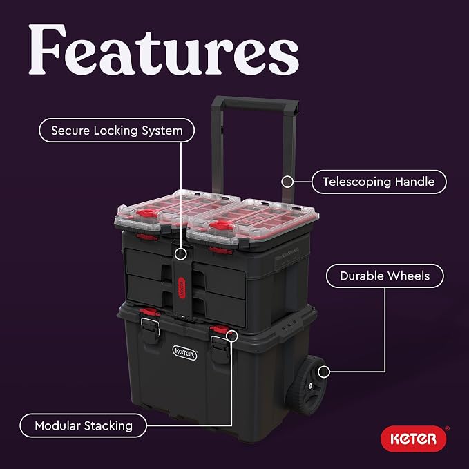 Stack N’ Roll 4-Piece Rolling Tool Storage System – Includes Large Rolling Tool - Image 3