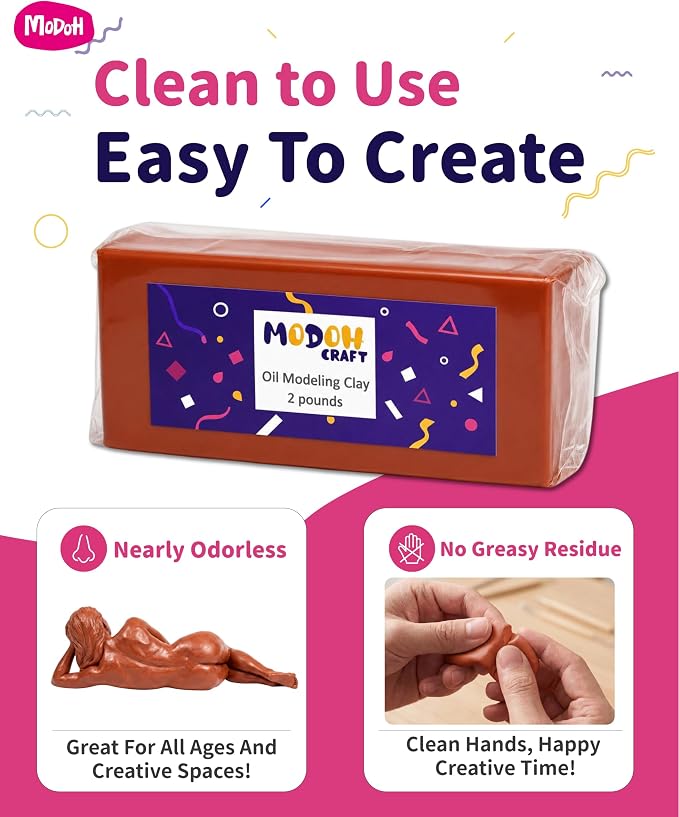 Plasticine Oil Based Modeling Clay, Non Hardening Reusable Clay, Non Toxic - Image 2