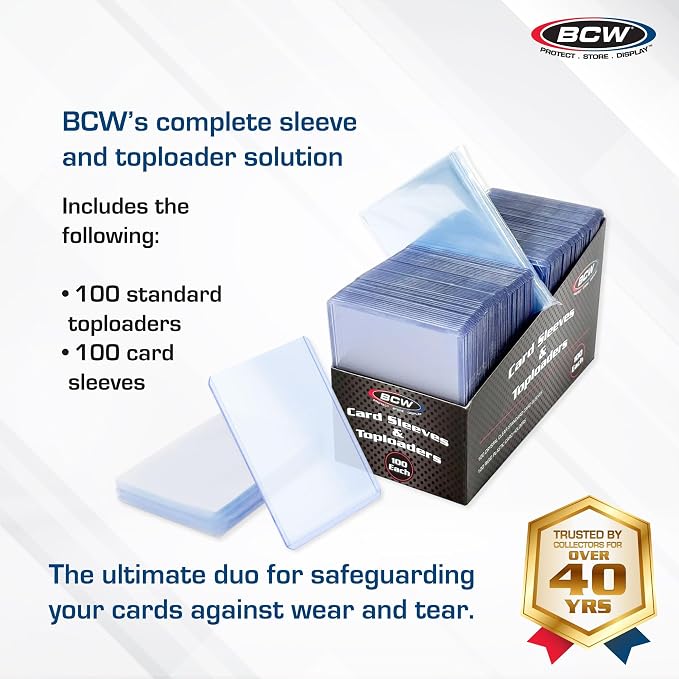 BCW Card Sleeves and Toploaders Combo Pack | 100 Toploaders & 100 Penny Sleeves - Image 2