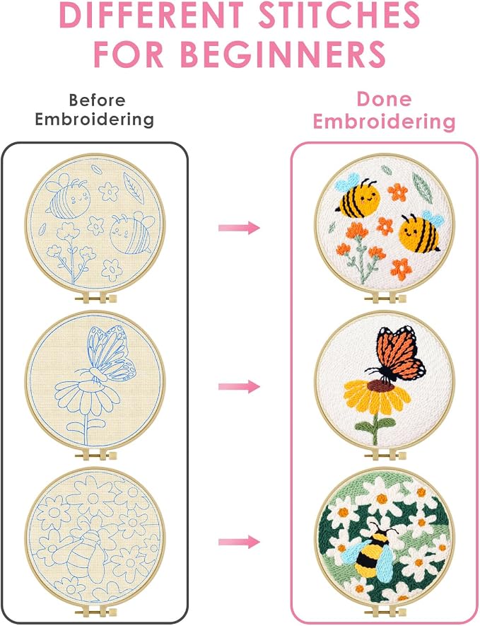 TINDTOP Punch Needle Kits, Flowers Punch Embroidery Kits - Image 3
