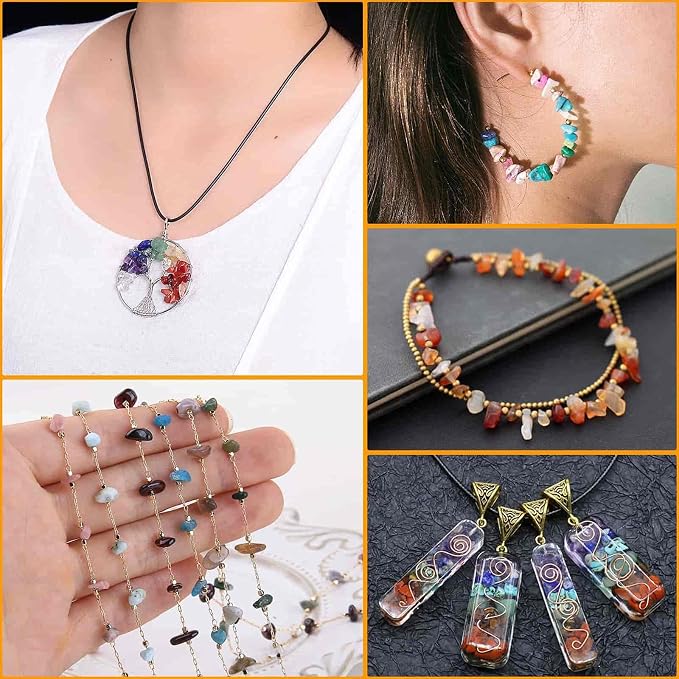Crystal Chips Beads for Ring Making, 28 Colors Gemstone Beads for Jewelry Making - Image 2