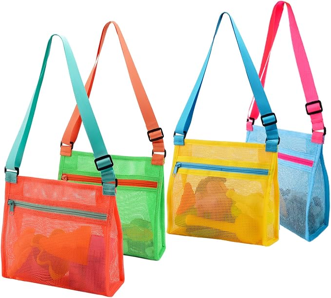 MUYIZI Mesh Beach Bag for Shells Collecting 4 Pack, Shell Bags for Beach - Image 4
