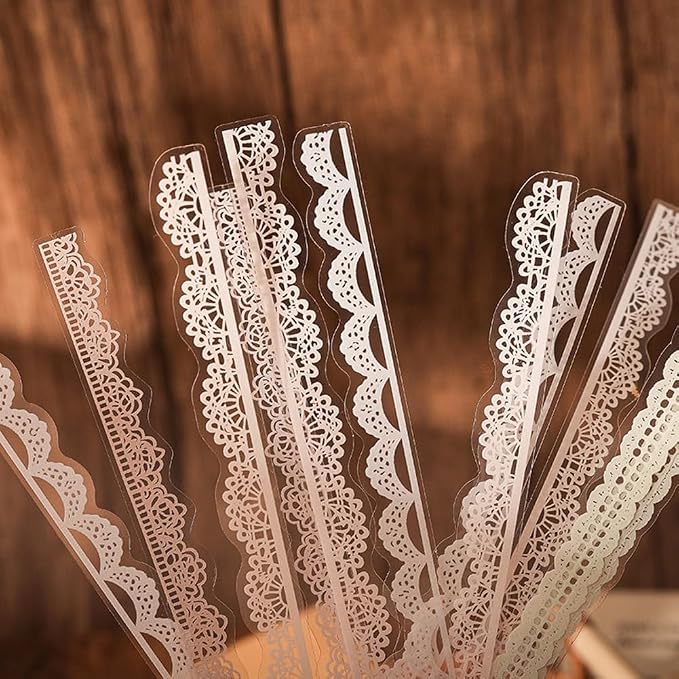40 Pcs Transparent Lace PET Stickers by Obujopal