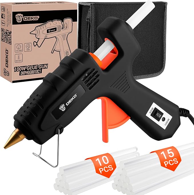 Hot Glue Gun Full Size: DEKOPRO 60/100Watt Dual Temp Hot Glue Gun Kit by DEKOPRO