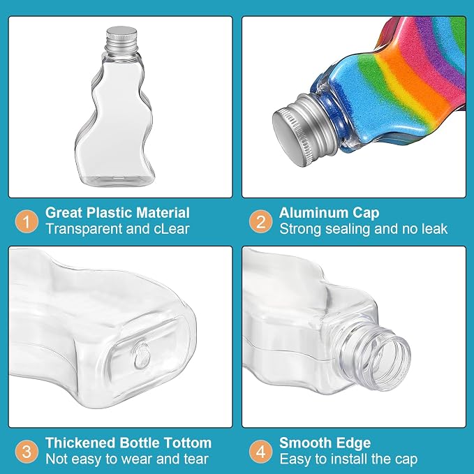 Nuenen 200 Pcs Sand Art Bottles Bulk Wave Shaped Plastic Container - Image 3