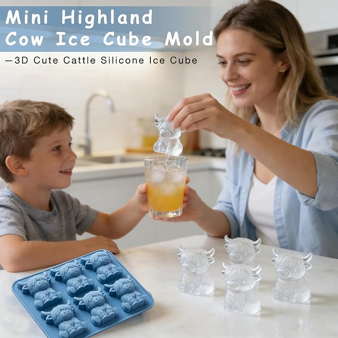Mini Highland Cow Ice Cube Mold，Cute 3D Highland Cow Silicone Ice Cube - Image 2