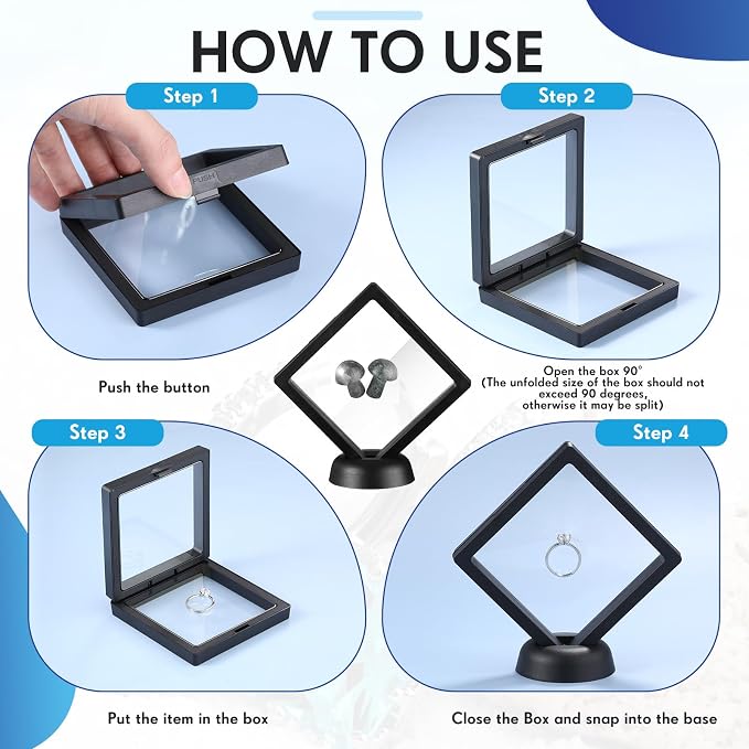 60 Pcs 3D Floating Display Case PE Film Jewelry Storage Box Coins Display Frame - Image 4