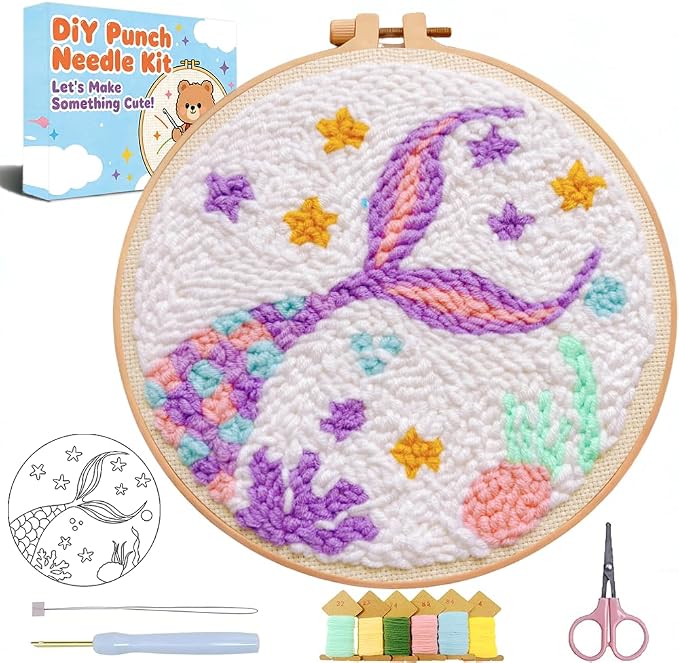 TCDZMYGS Punch Needle Kits, Cute Fish Tail Punch Needle Kits by TCDZMYGS