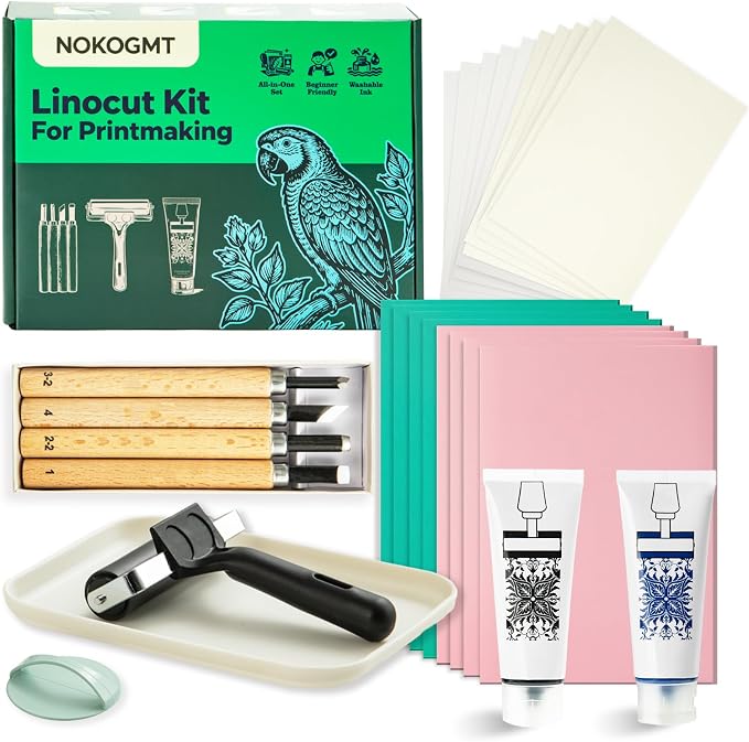 47 Pcs Linocut Kit for Printmaking, Block Printing Kit by Unknown