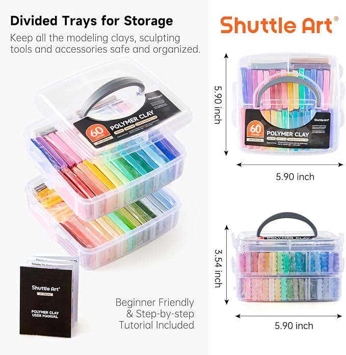 Shuttle Art Polymer Clay Kit, 60 Colors Oven Bake Clay - Image 9
