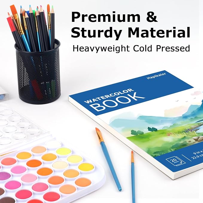 Hapikalor 9"x12" Watercolor Paper Pad, 140lb/300gsm Artist Painting Drawing - Image 4
