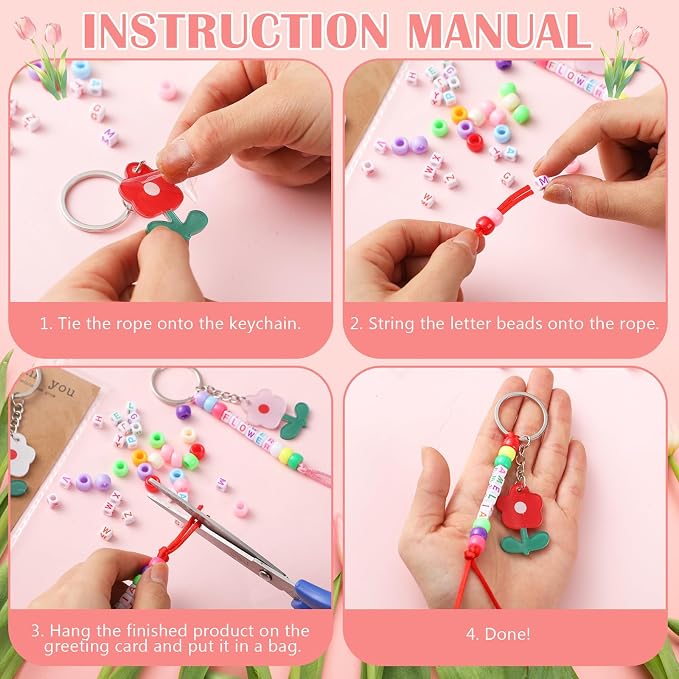 Suncalla 984 Pcs 24 Set Teacher Appreciation Keychain Making Crafts DIY Kit | - Image 3