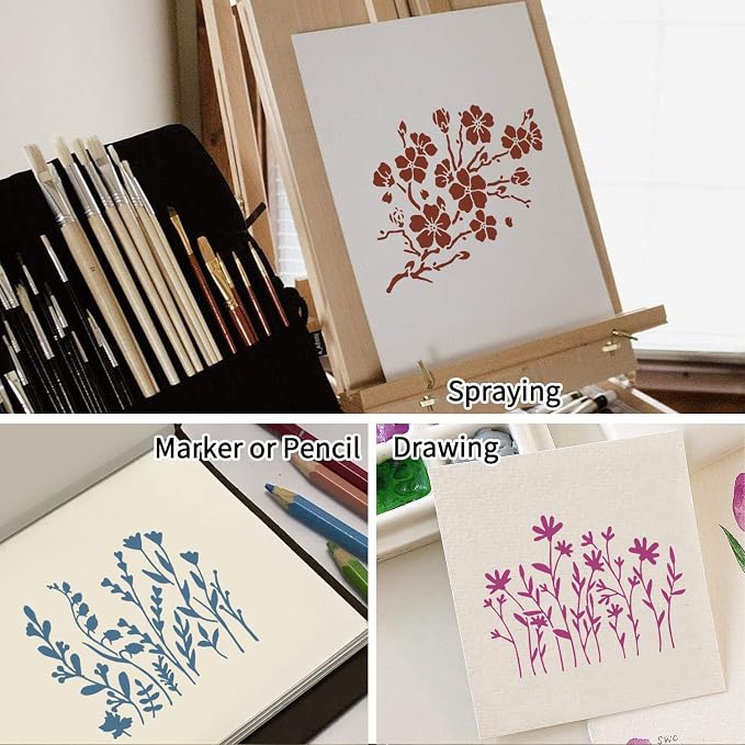 16 Pieces Wildflower Stencils for Painting, Reusable Small Spring Wild Flower - Image 3