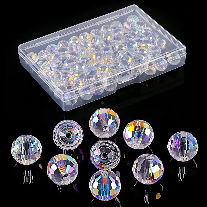 Crystal Glass Beads for Jewelry Making, 10 mm, AB | Iridescent Glass Beads Bulk - Image 8