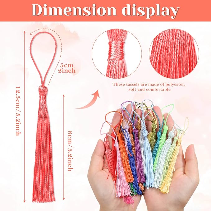 Bookmark Tassels Bulk, Cridoz 200Pcs Small Tassels Silky Handmade Soft Craft - Image 3