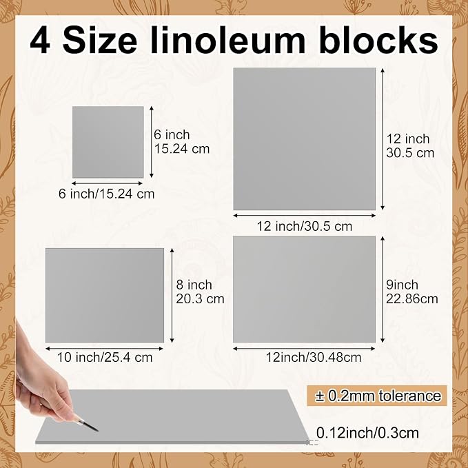 Yeaqee 8 Pcs Mixed Sizes Linoleum Blocks - Image 2