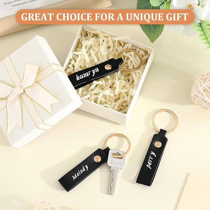 Wavyknot 50 Pcs PU Leather Keychain Blanks Bulk Laser Engraving Blanks Keychain - Image 4