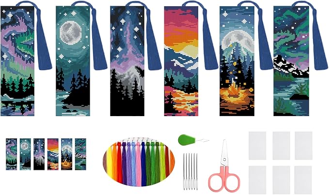 DYAIANGMU Scenery 6 Pcs Cross Stitch Bookmark Kit by Unknown