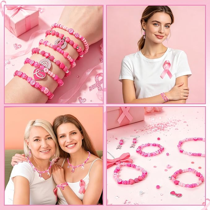 UPINS 2100Pcs Breast Cancer Awareness Beads Kit - Image 7