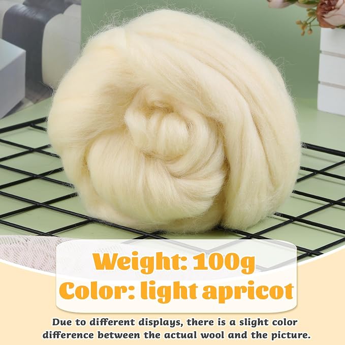 3.53oz Wool Roving, Wool Felting Supplies, Pure Wools, Chunky Yarn, Spinning - Image 2