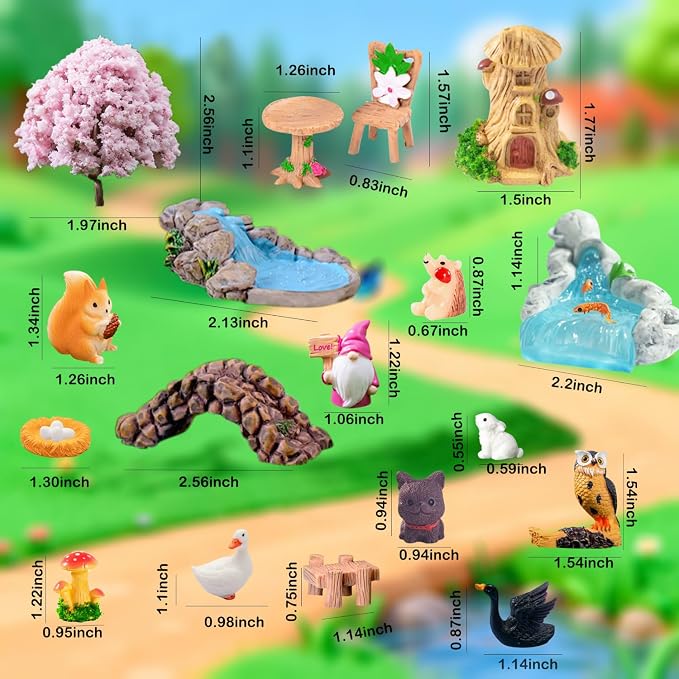 U-Zimikee 100 Pcs Mini Fairy Garden Accessories - Image 3