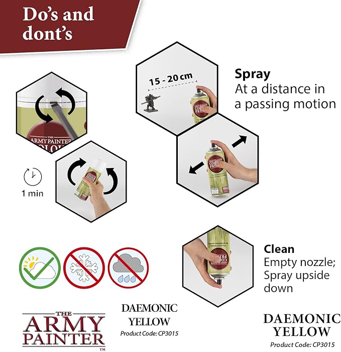 The Army Painter Colour Primer Daemonic Yellow, 400 mL Acrylic Spray Primer - Image 4