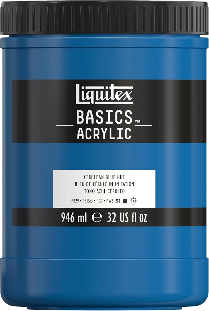 Liquitex BASICS Acrylic Paint, 946ml Jar, Cerulean Blue Hue by Liquitex