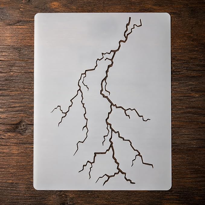 5x6 Inch Lightning Bolt Stencil Reusable Plastic Weather Fire Template | by Unknown