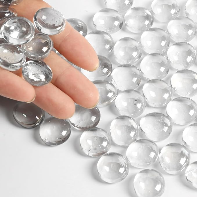 5Lb Clear Glass Pebbles, Flat Glass Marbles, Decorative Glass Gem Stones - Image 6