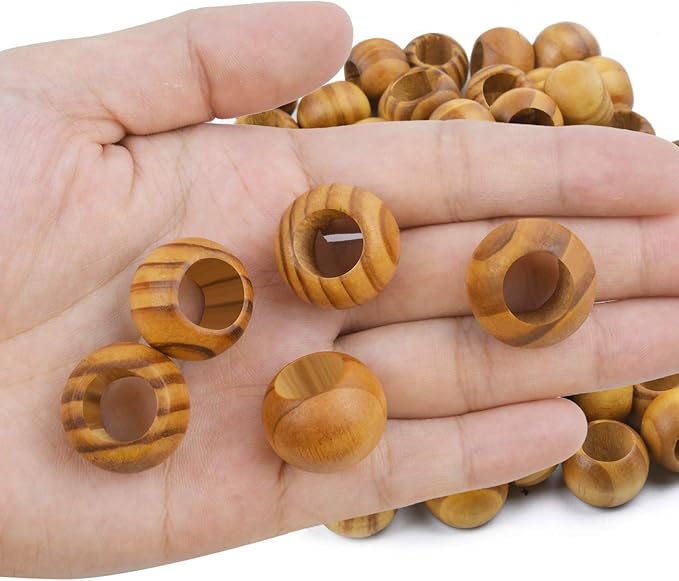 Natural Wooden Beads, 100 Pieces 20mm Diameter Round Loose Spacer Beads Large - Image 5