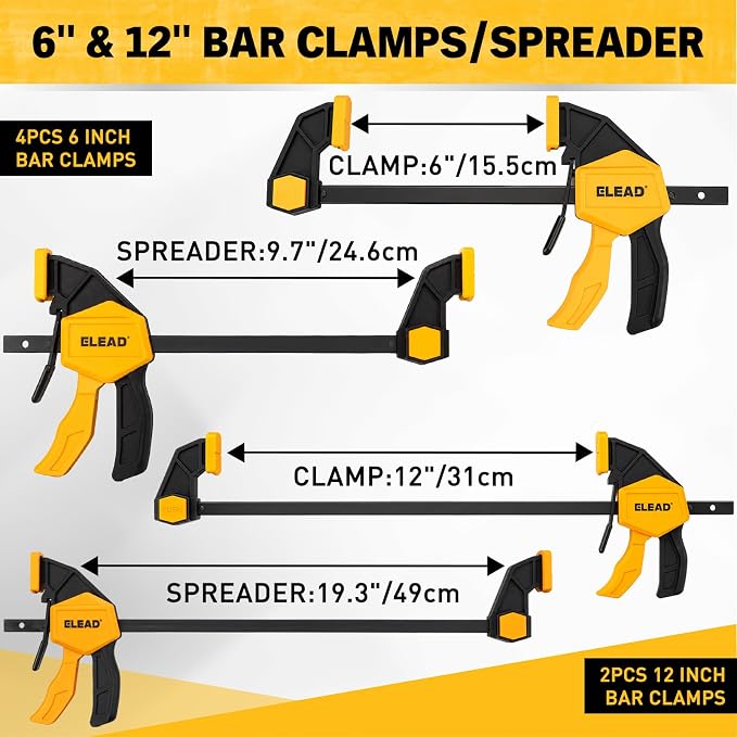 10-Piece Bar Clamps for Woodworking, Spring Clamps, 90° Angle Clamp, Quick - Image 2