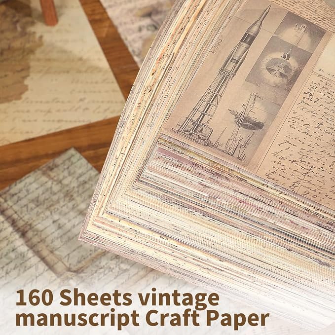 icceemee 160 Sheets of Retro Manuscript Scrapbook Paper, journaling Scrapbook - Image 4