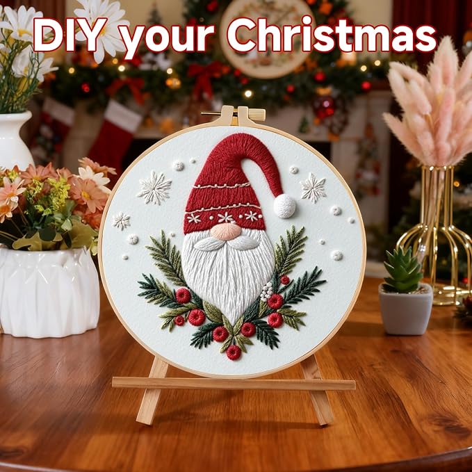 BBLYBD Christmas Embroidery Kit, 4 Set Embroidery DIY Starter Kit, Cross Stitch - Image 5