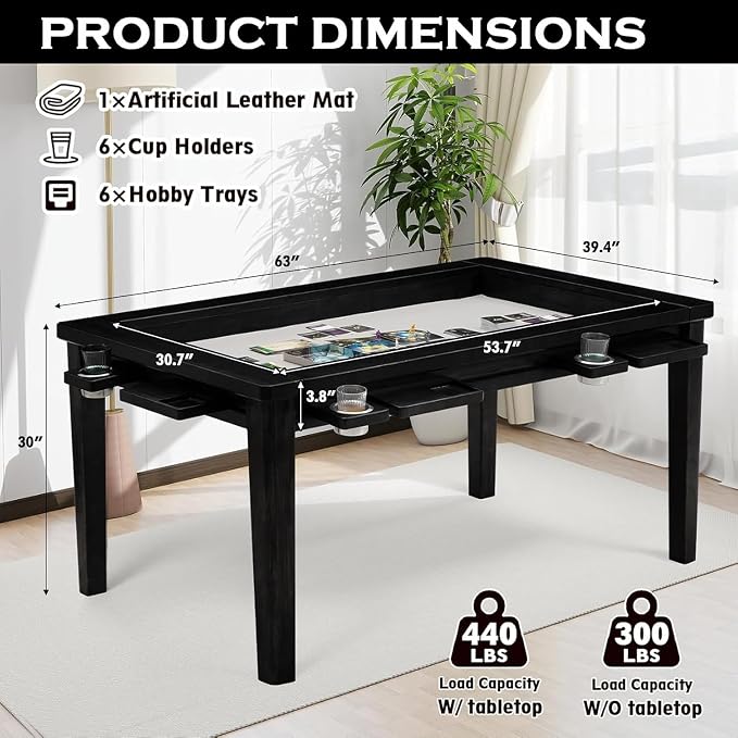 Haddockway 63" ×39“ Board Game Table - Image 2
